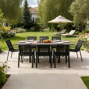 Salon de jardin 8 places en aluminium et bois d'eucalyptus THITU