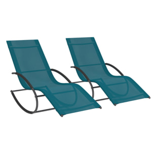 Transats à bascule Malawi bleu canard - lot de 2