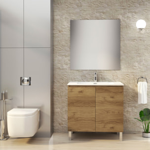 Ensemble de Salle de Bain Lust | 80 cm Teka | Deux Portes | Lavabo Encastré | N'inclut pas le Miroir | Meuble Assemblé | Alday