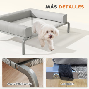 Cama Elevada para Perros Refrescante con Refuerzos Extraíbles Cama Elevada para Perros Pequeños Portátil con Malla Transpirable Marco de Acero para Interior Exterior 90x65x30 cm Gris Claro