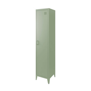 Armoire chambre en acier vert clair. 4 espaces de rangement. casier