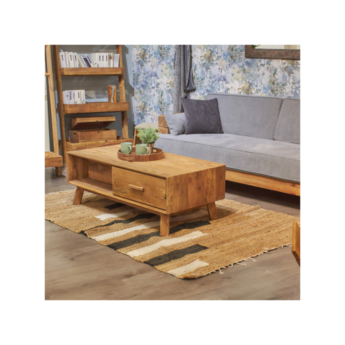 Tapis en jute et coton noir et blanc au style bohème - INES