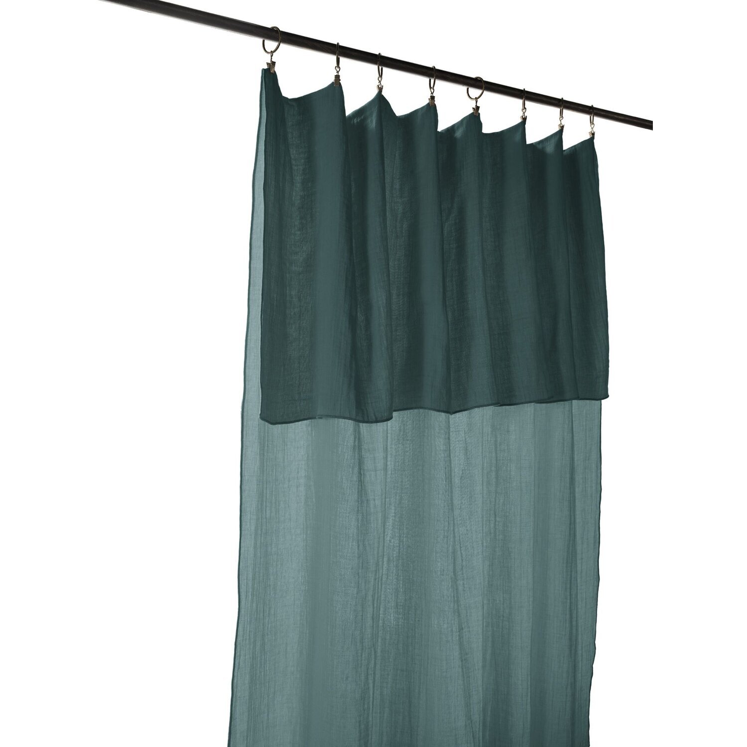 Rideau uni ajustable 100% gaze de coton + 8 anneaux pince canard