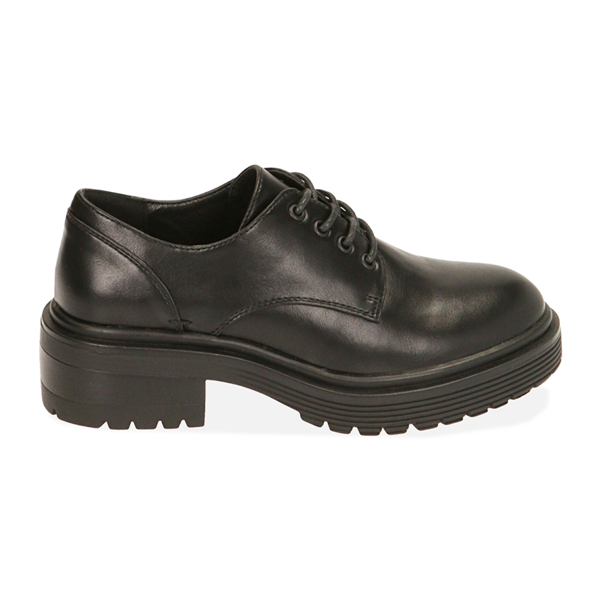 Zapatos de cordones negros, tacón 4,5 cm