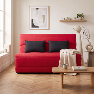 Banquette convertible Salma, matelas Simmons, 140 x 190 cm, 2 coussins offerts, rouge