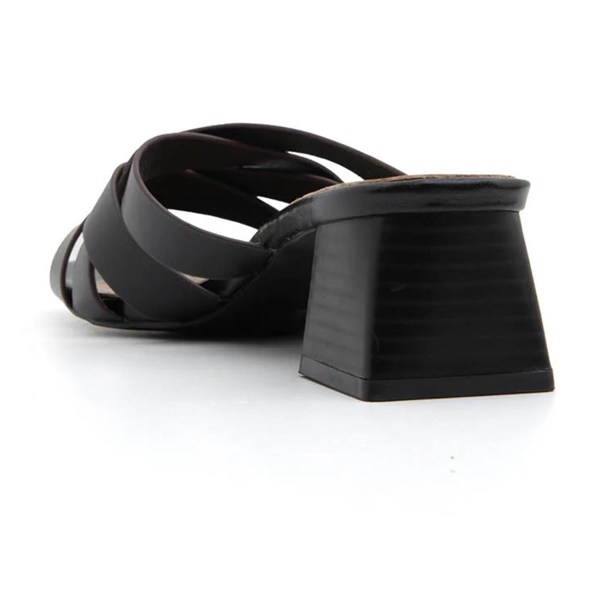 Sabot cross-band con tacco quadrato - NERO