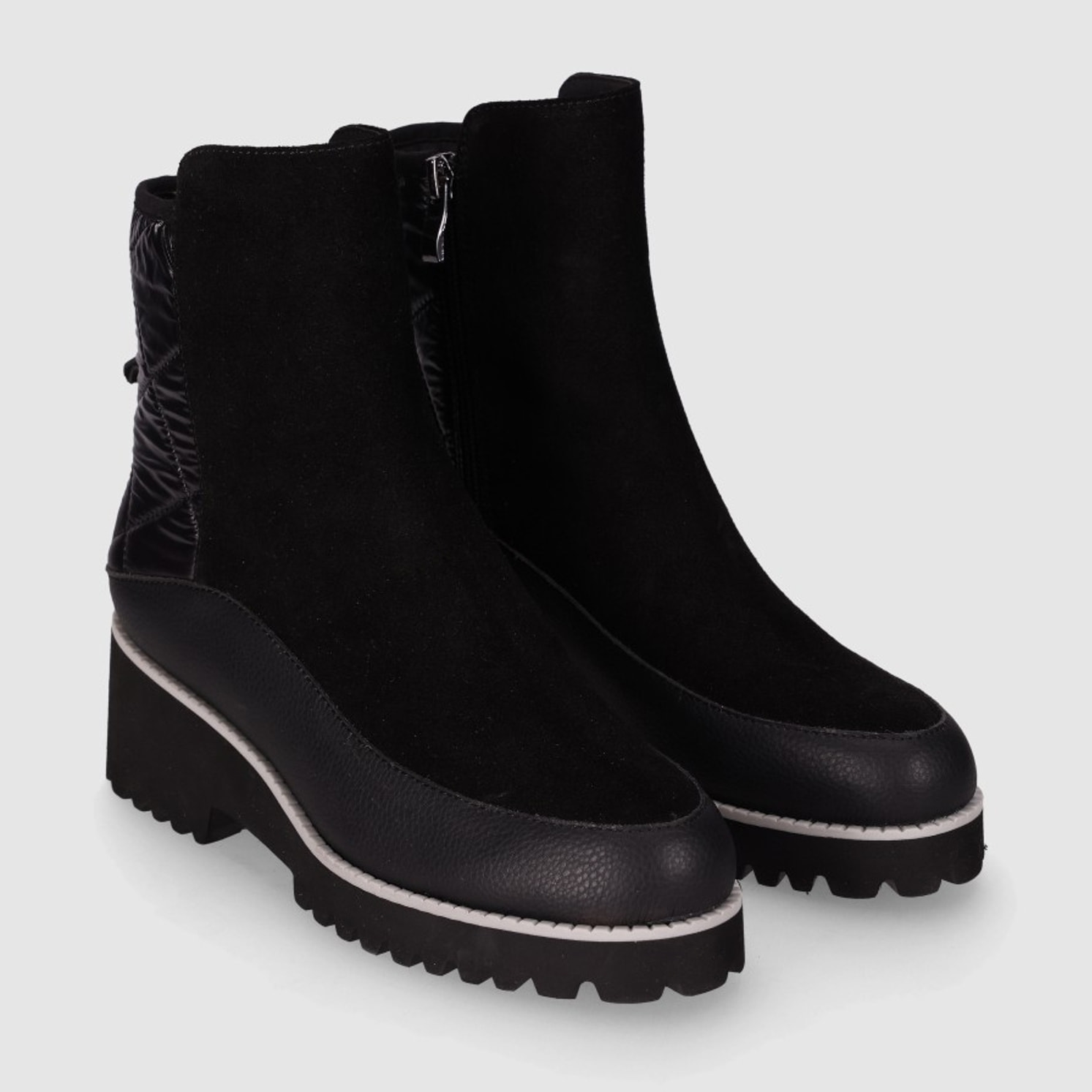 Botines de Serraje - Negro - Tacón: 5 cm