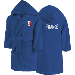 Peignoir enfant 100% coton, PARIS 2024 EQUIPE DE FRANCE OLYMPIQUE PATRIOTE