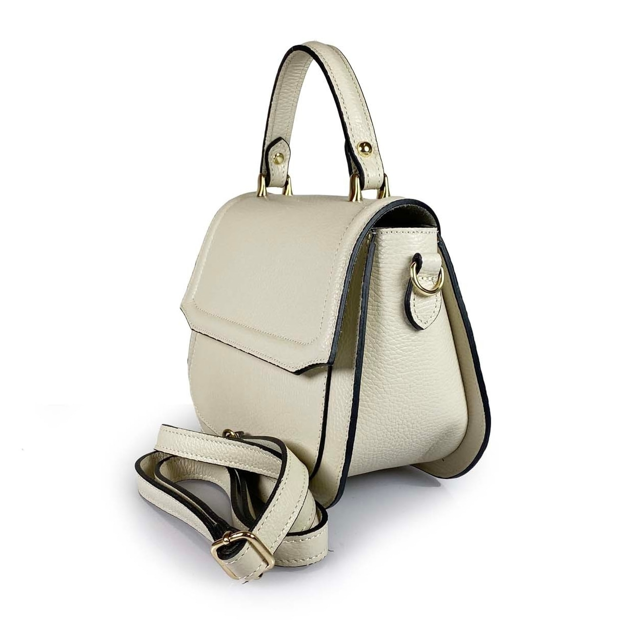 Borse Donna colore Beige-in pelle Made in Italy 21 X 20 X 10cm