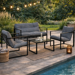 Salon de jardin 4 personnes – Ensemble complet – Table incluse