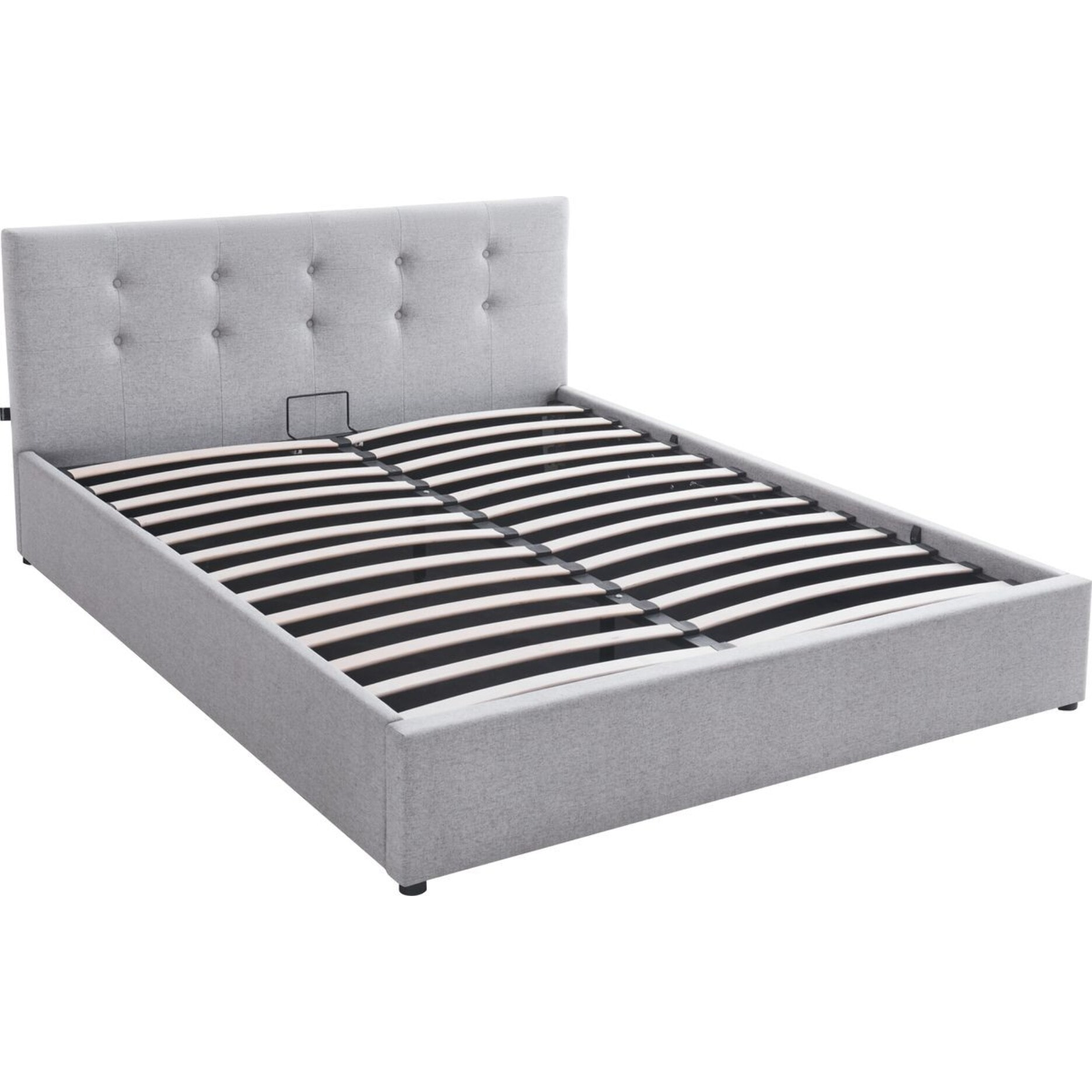 Lit coffre avec tête de lit en tissu - TINA