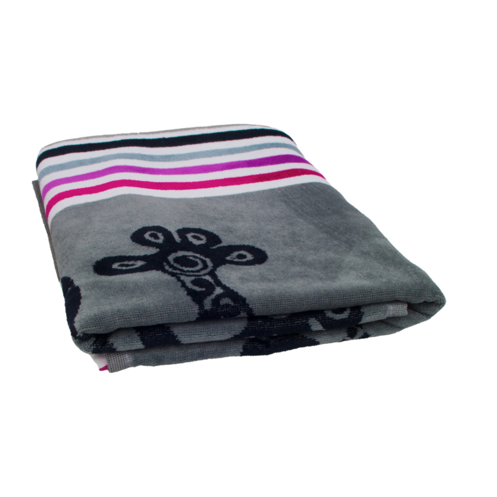 Telo Mare Spugna Jacquard Spiaggia Disegno Geko Multistripe