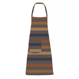 Tablier pur coton enduit motif jacquard marron brun Mille bambous onyx