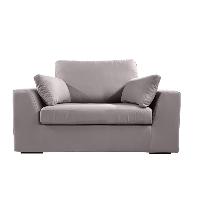 Fauteuil XL TRESSIN 145 cm fixe tissu coton Gris Clair - 100% déhoussable - Fab. France