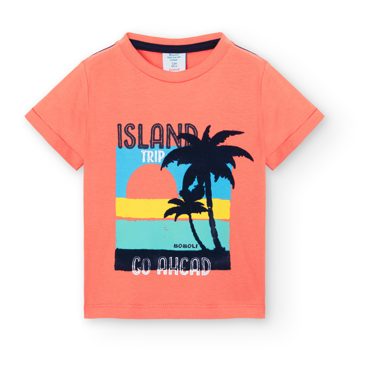 Camiseta niÃ±o estampada, mangas cortas, naranja, 348016