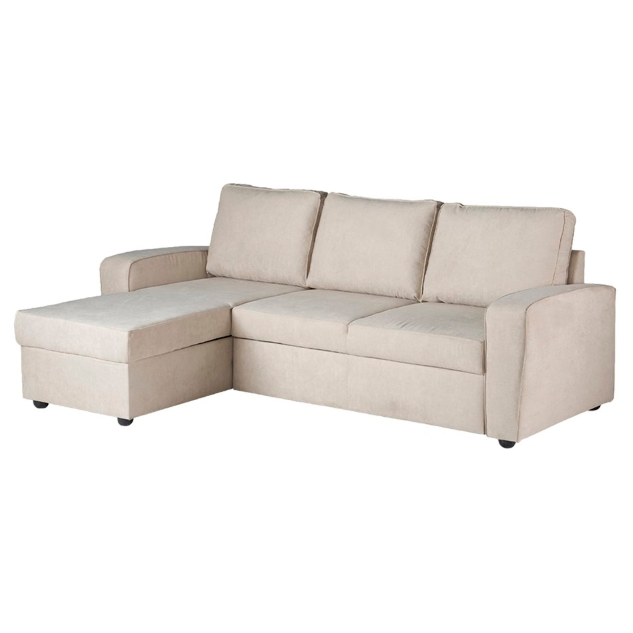 Canapé d'angle Kubor -textile, mousse pu, bois et panneau de particules-couleur beige 238 x 88 x 157 cm