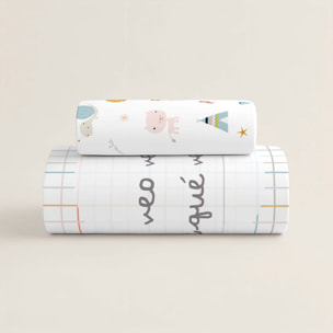 Funda Nórdica Estampada - Reversible - Infantil - Cierre Solapa - 100% Algodón - Incluye 1 Funda de Almohada - Veo Veo