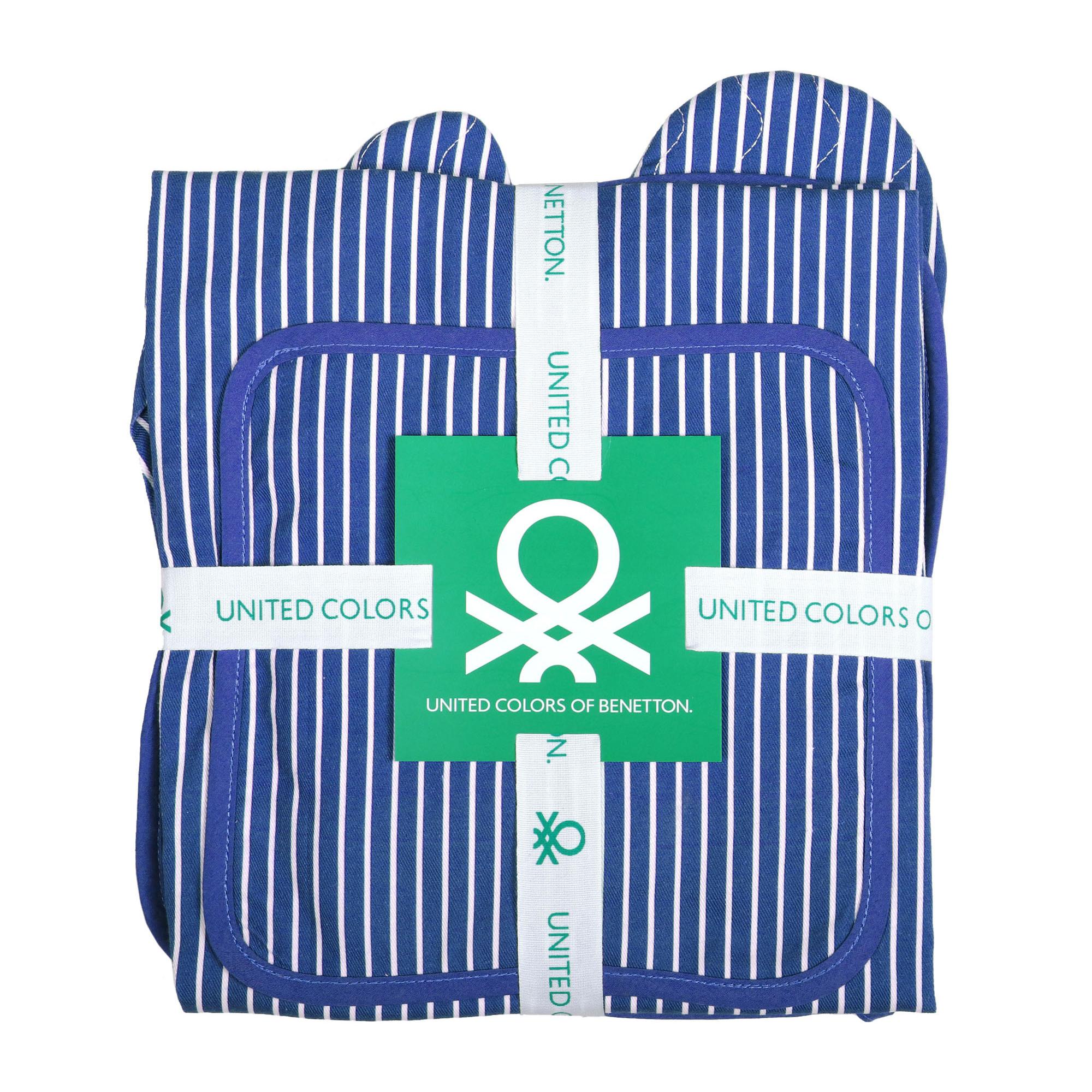 Set 3pcs benetton ( delantal+manopla+agarrador) benetton azul