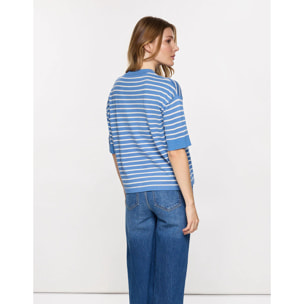 Camiseta de Punto a Rayas Azul - Gratera