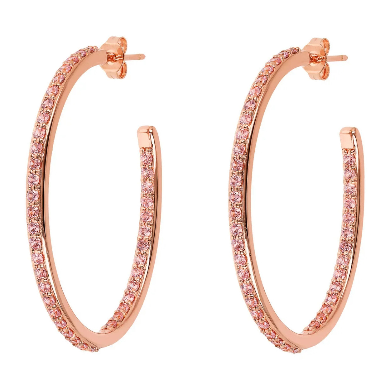 Orecchini a Cerchio Ovali con Cubic Zirconia Blu