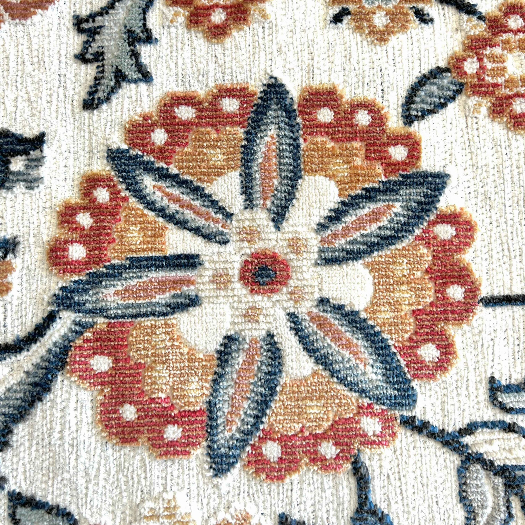 GARDEN - Tapis d'intérieur / extérieur à motif floral blanc, bleu, rouge, noir, gris, beige