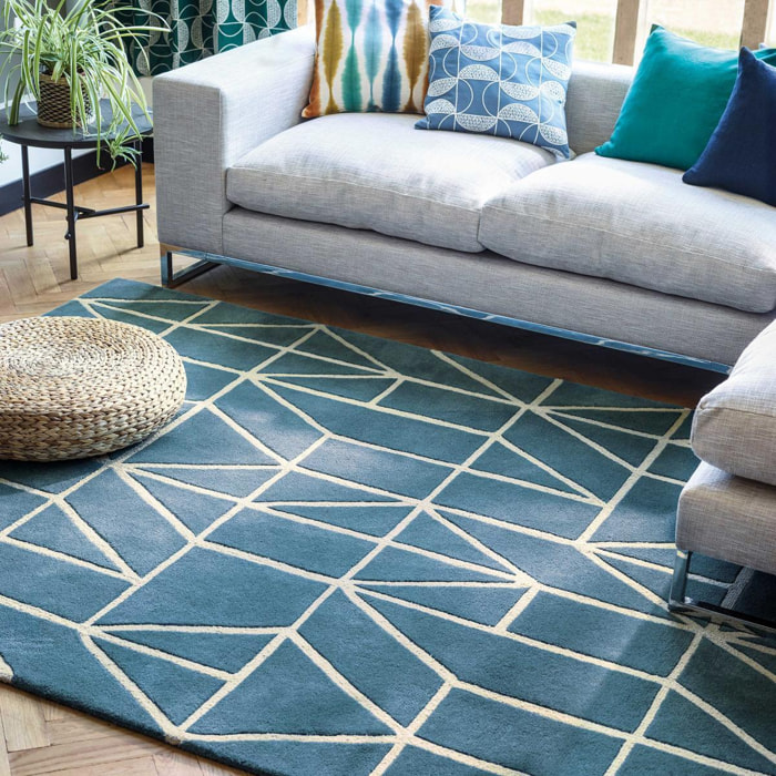 Tapis salon et chambre fait à la main en laine motif abstrait YOWA