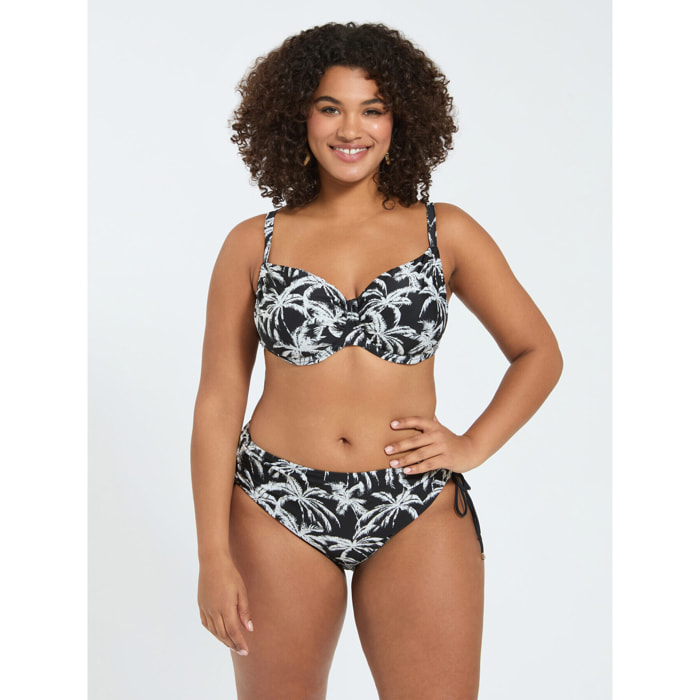 Fiorella Rubino - Bikini con estampado tropical y lazos - Negro