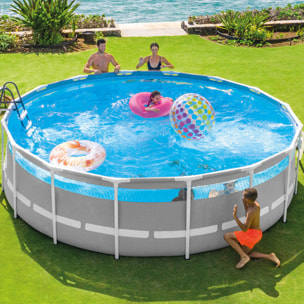 Intex Piscina Prisma Frame Clearview rotonda con Pompa Filtro, Scaletta e Teli, 488x122 cm