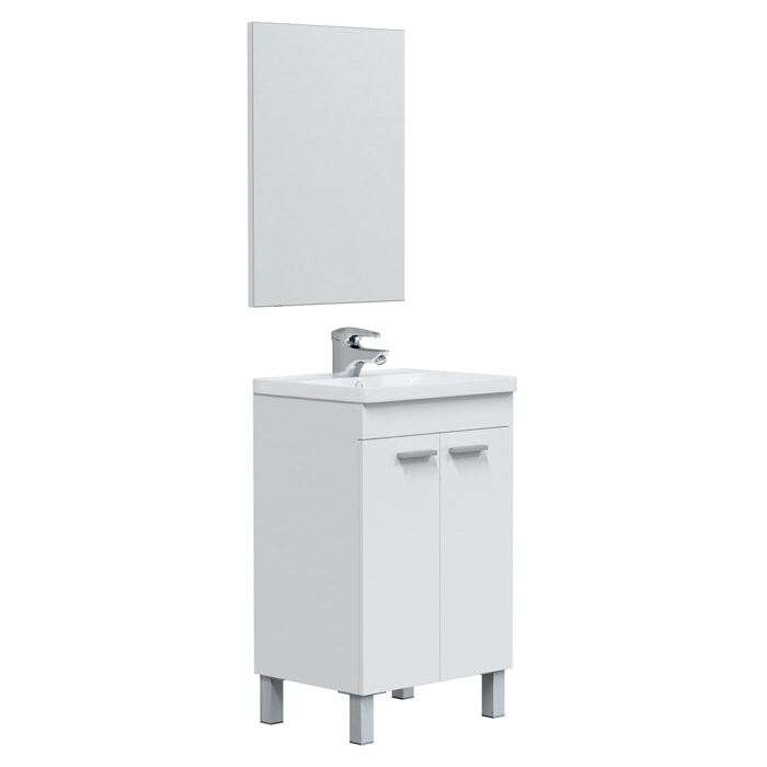 Mueble baño levis 2p 50cm color blanco brillo con espejo, sin lavabo