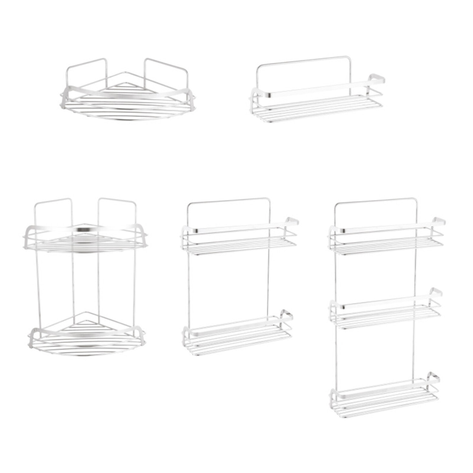 Etagère d'angle de douche 2 niveaux à  fixer RILEY Chromé MSV