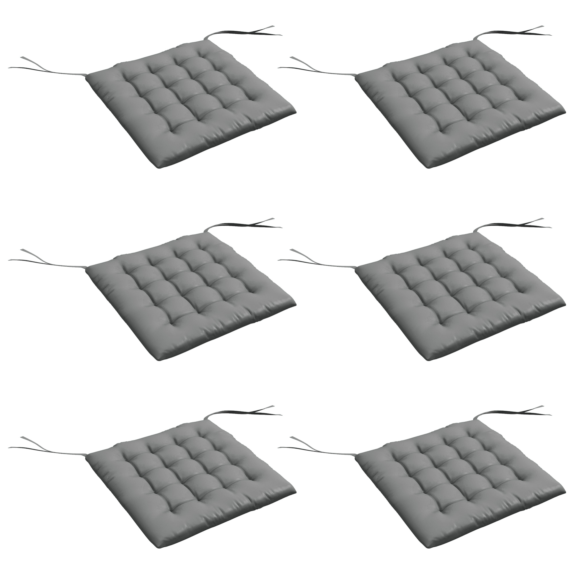 Juego de 6 Cojines para Sillas de Comedor, 40x40 cm, 6 Piezas, Cojines para Sillas de Jardín Acolchados con Cintas y Fundas Extraíbles, Gris Oscuro