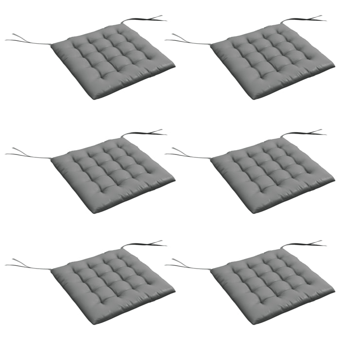 Juego de 6 Cojines para Sillas de Comedor, 40x40 cm, 6 Piezas, Cojines para Sillas de Jardín Acolchados con Cintas y Fundas Extraíbles, Gris Oscuro