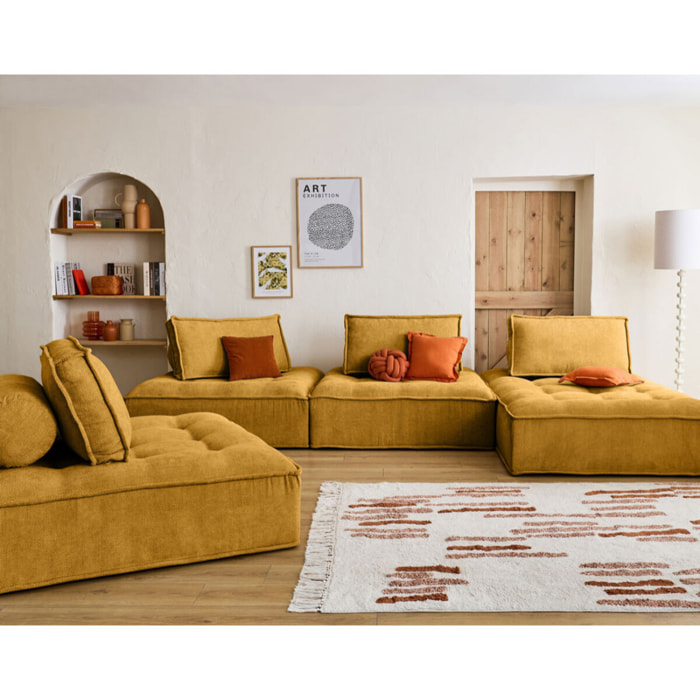 Marisol - module d'assise - velours texturé - Jaune