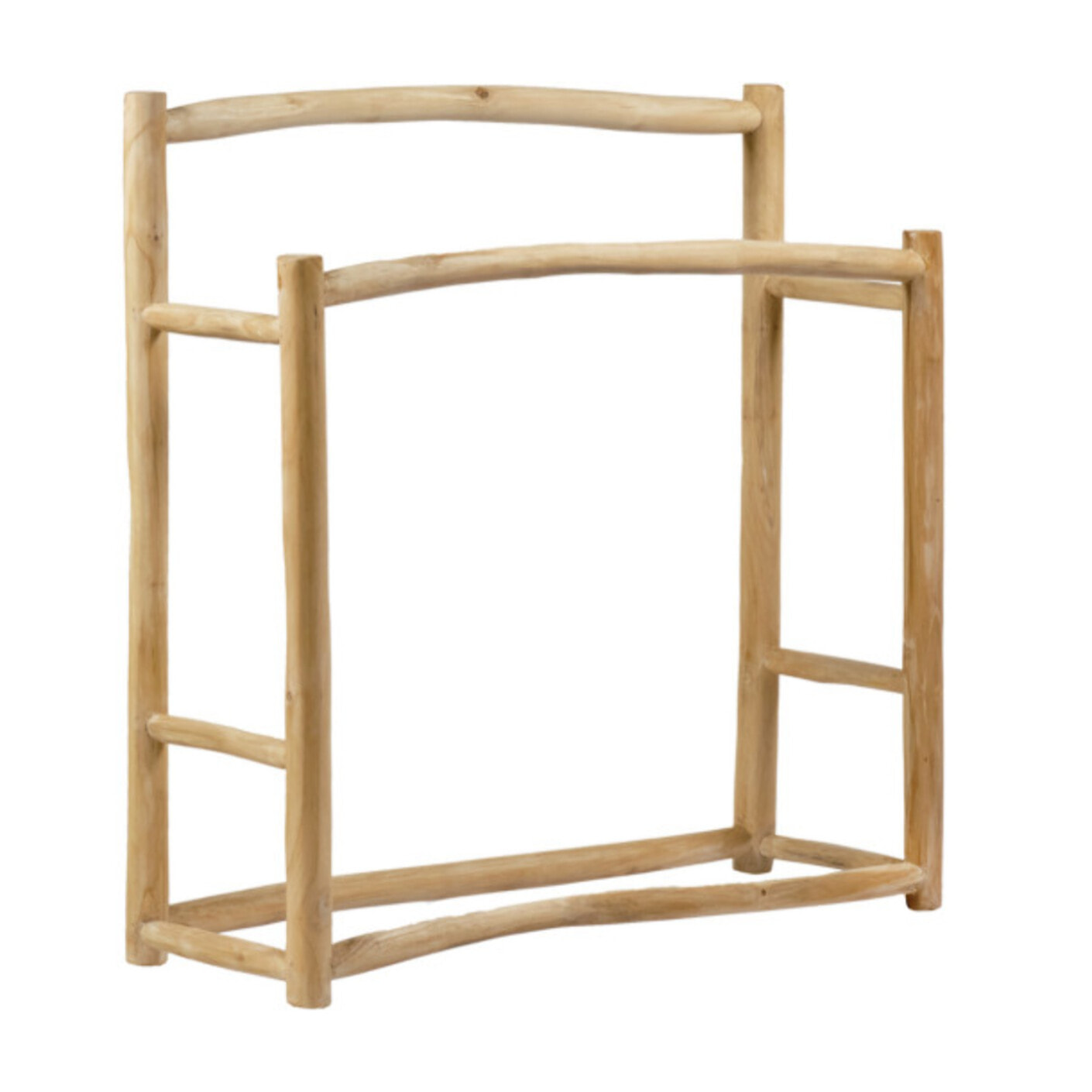 Porte serviettes 90 cm double portant en bois massif de teck - LEON