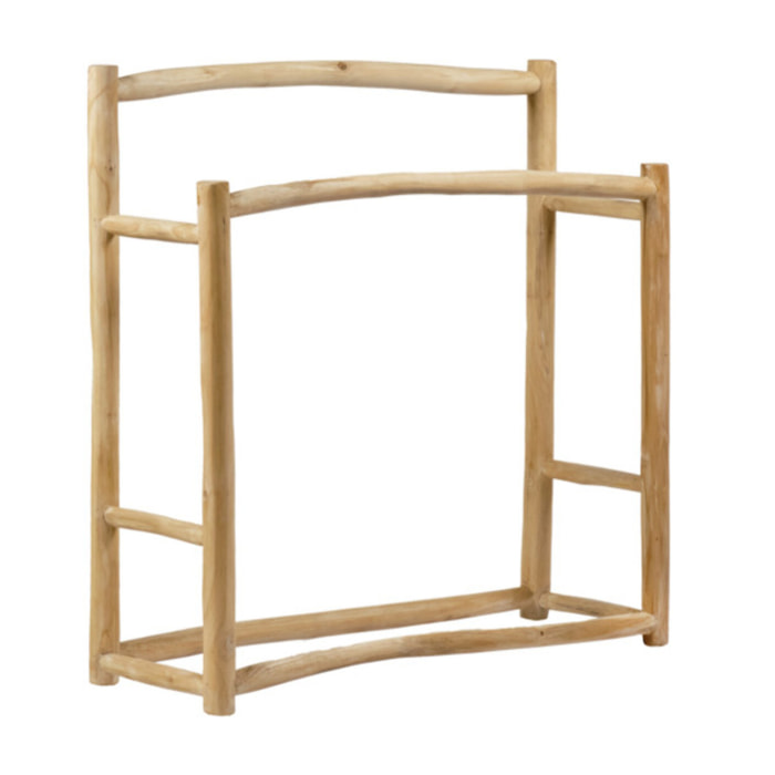 Porte serviettes 90 cm double portant en bois massif de teck - LEON
