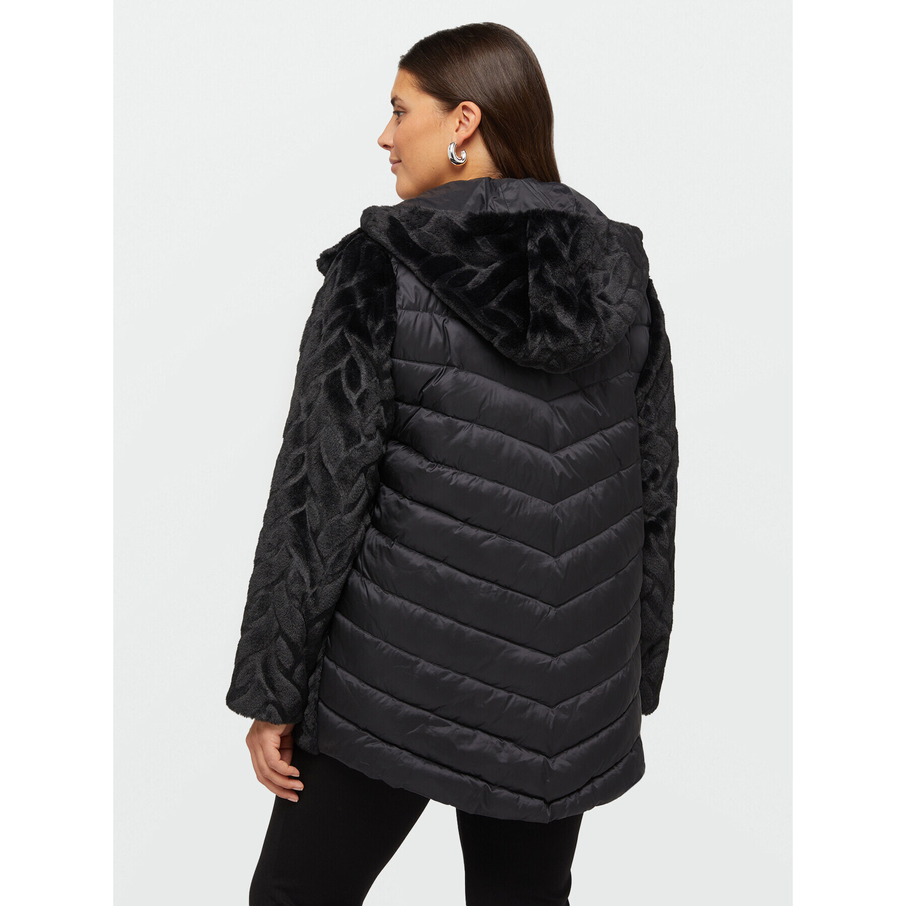 Fiorella Rubino - Giacca bimaterica con imbottitura in Sorona® Aura - Nero