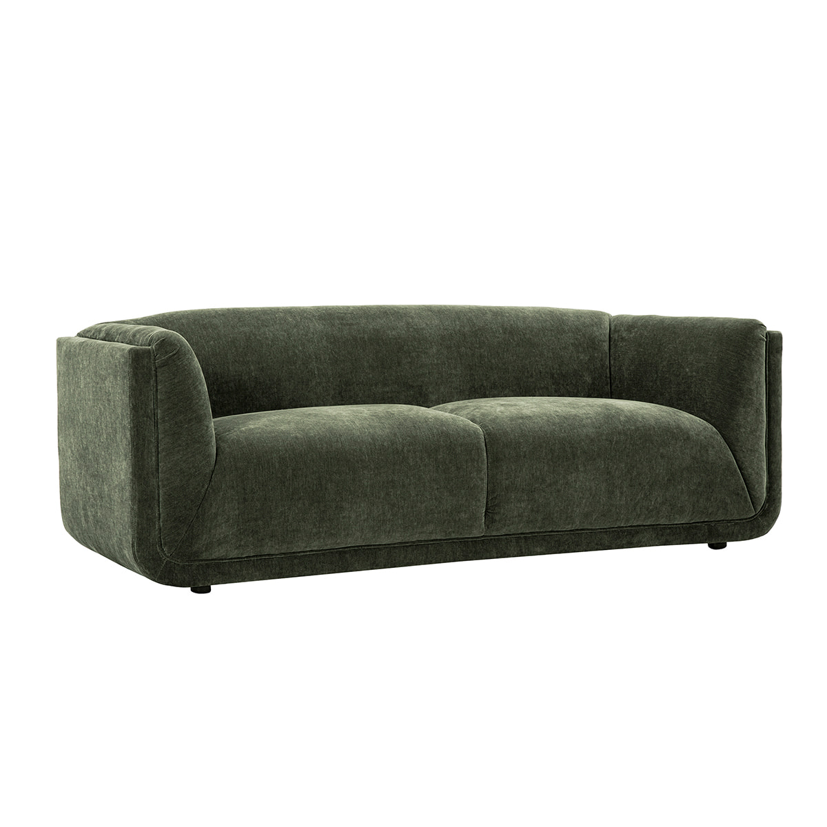 Canapé design 3 places en tissu effet velours vert kaki HOSBO