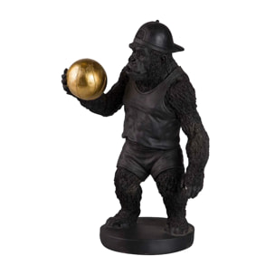 Figura Kingkong Basket Resina Negra 23x15x34 Cm