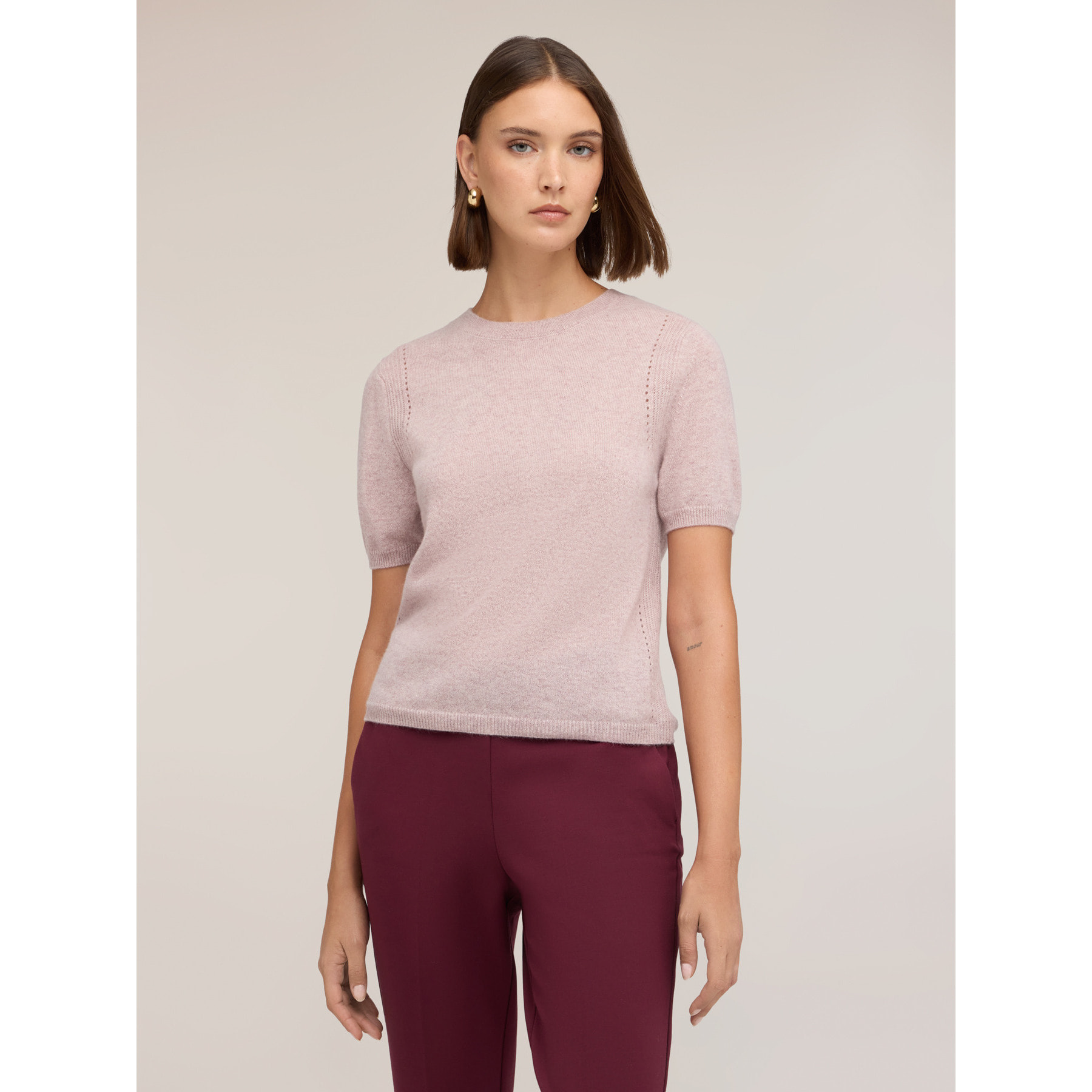 Motivi - Maglia in cashmere con dettaglio ajouré - Rosa