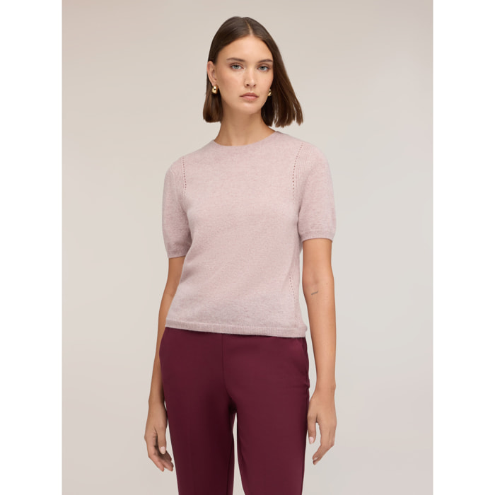 Motivi - Maglia in cashmere con dettaglio ajouré - Rosa