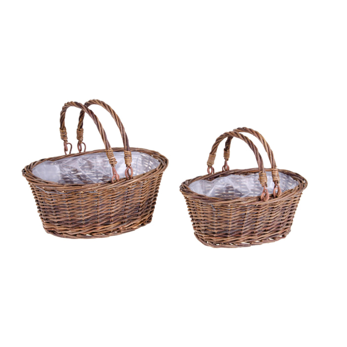 Set Di 2 Panieri Con Manico. Larghezza 28 Cm - Pezzi 1 - 28X12X22cm - Colore: Altro - Bianchi Dino - Cesteria