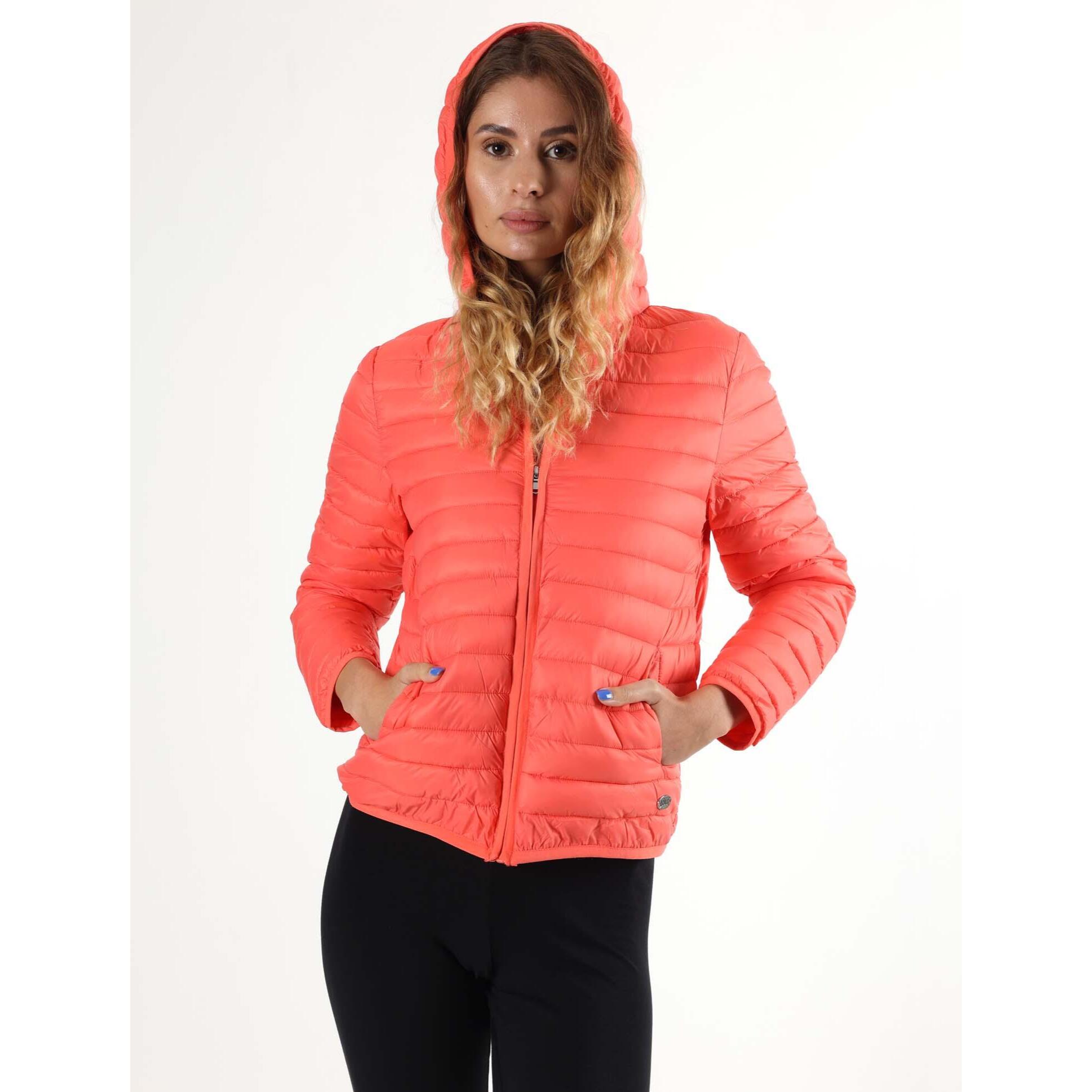 Chaqueta básica de primavera para mujer Leone con capucha y cremallera.