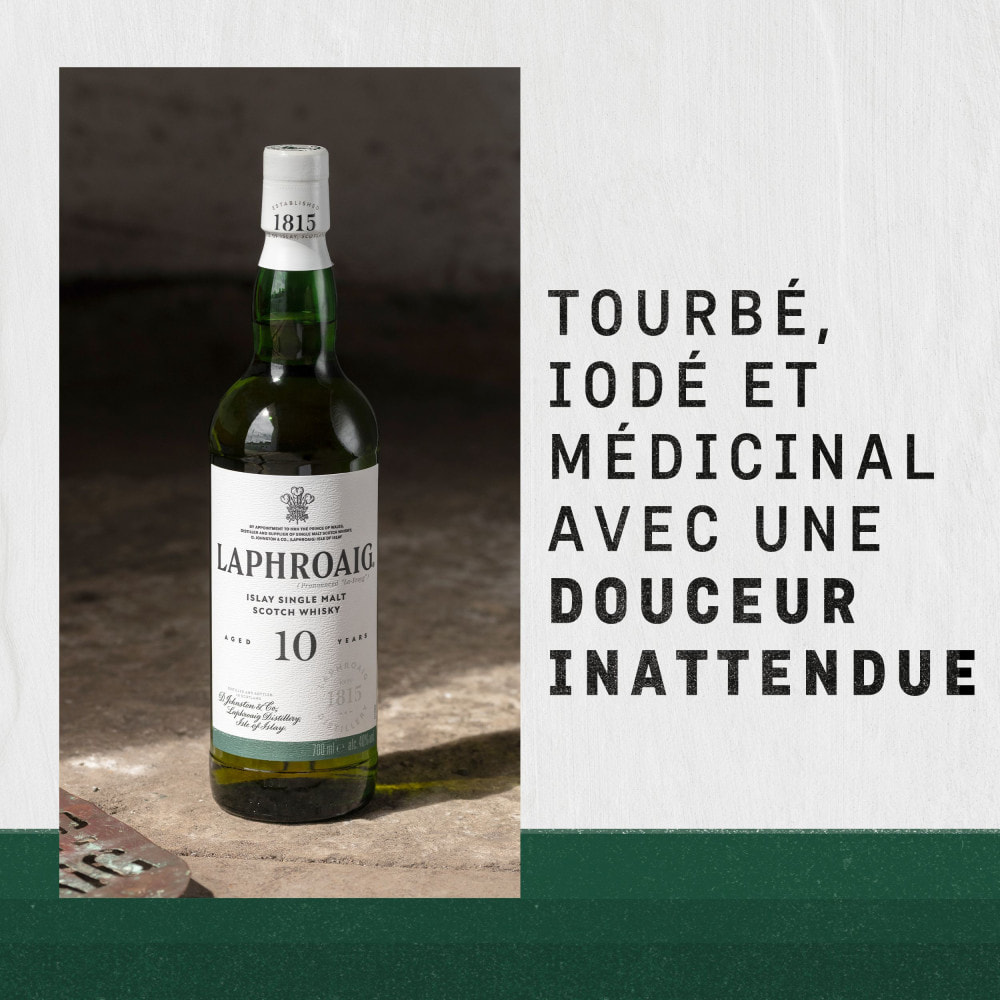 Laphroaig 10 ans Islay Single Malt Scotch Whisky avec Étui| 40% vol | 70cl