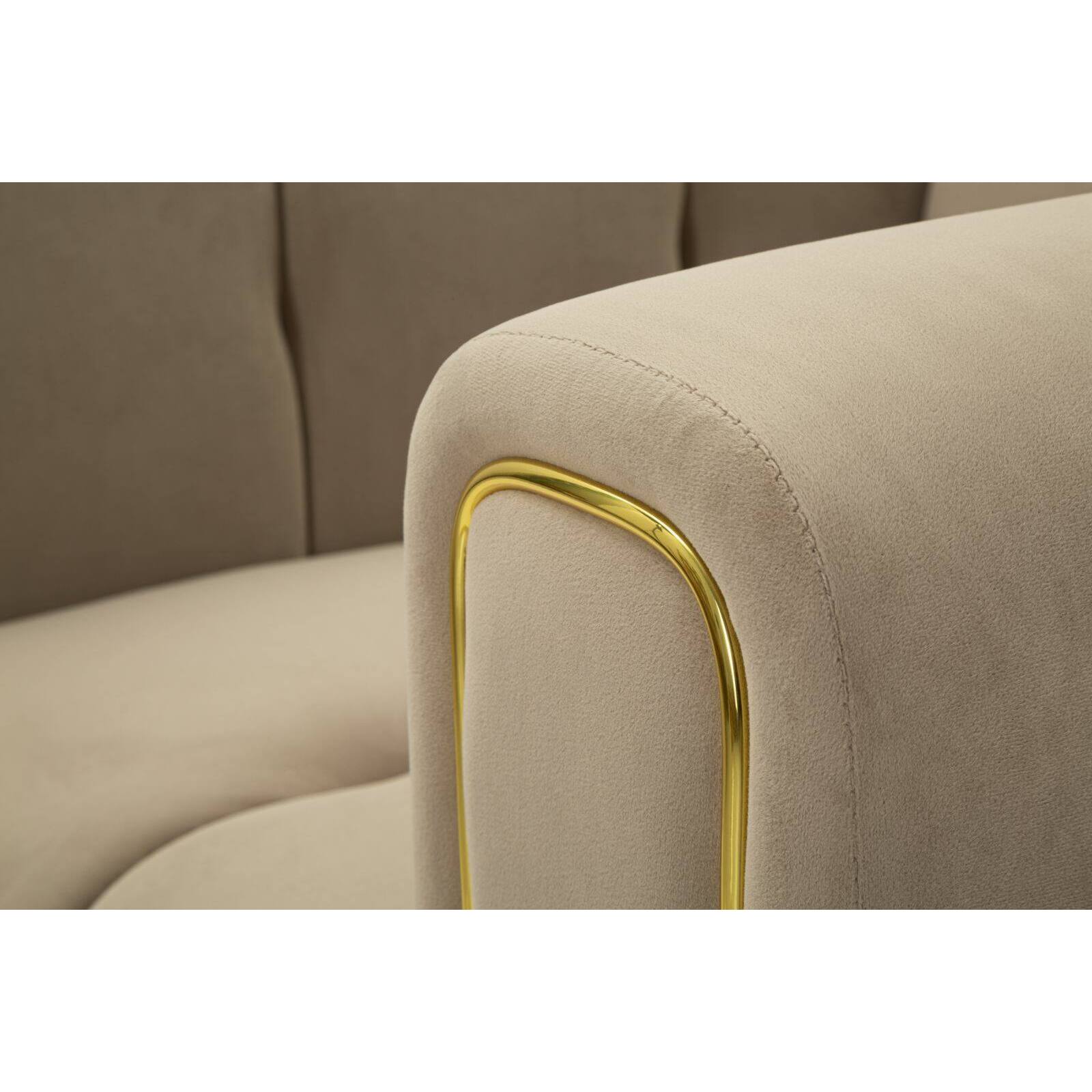 Poltrona Madama, Seduta imbottita, Divano singolo da salotto, Sedia con braccioli, 81x97 h71 cm, Grigio e Oro
