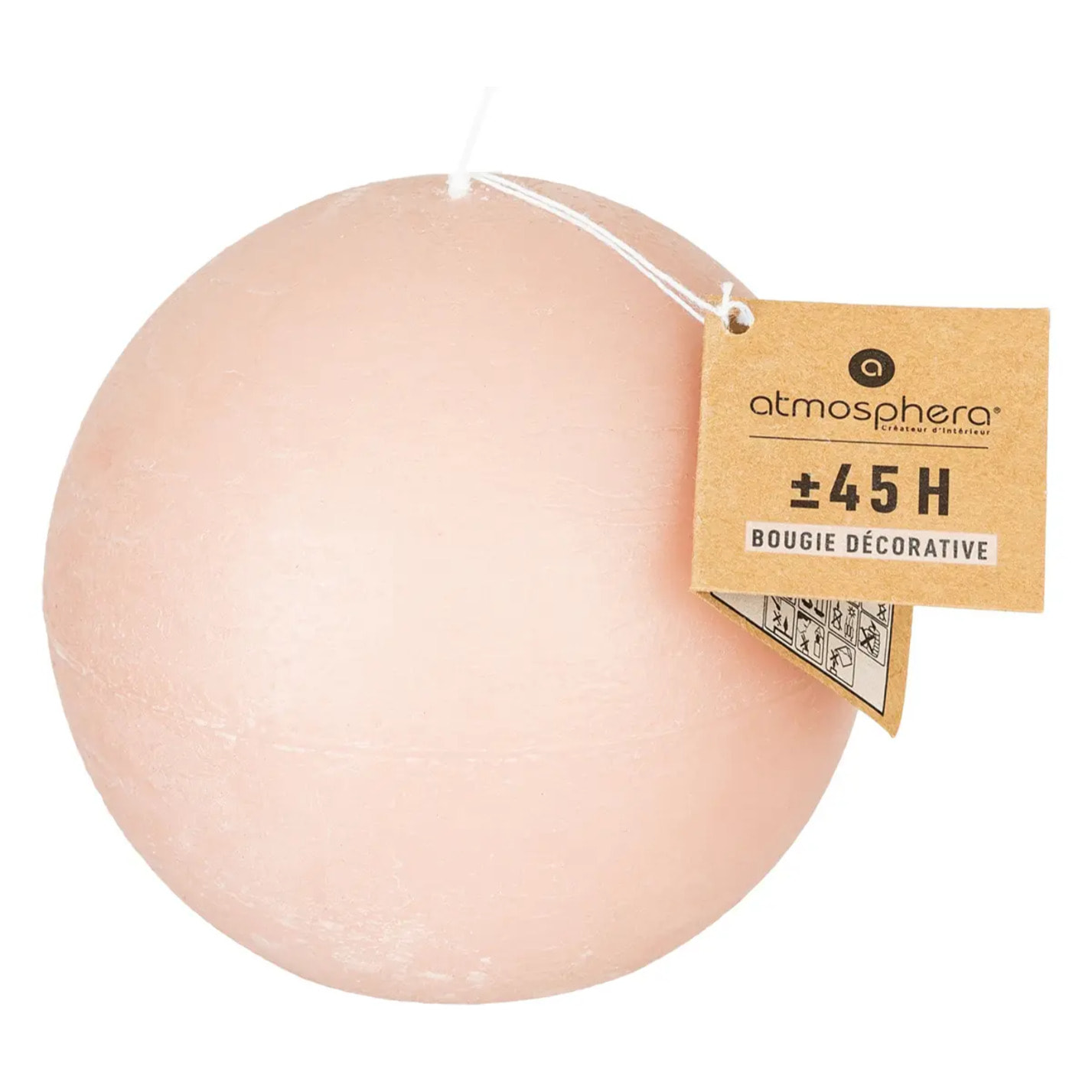Bougie boule rustique rose clair 445g