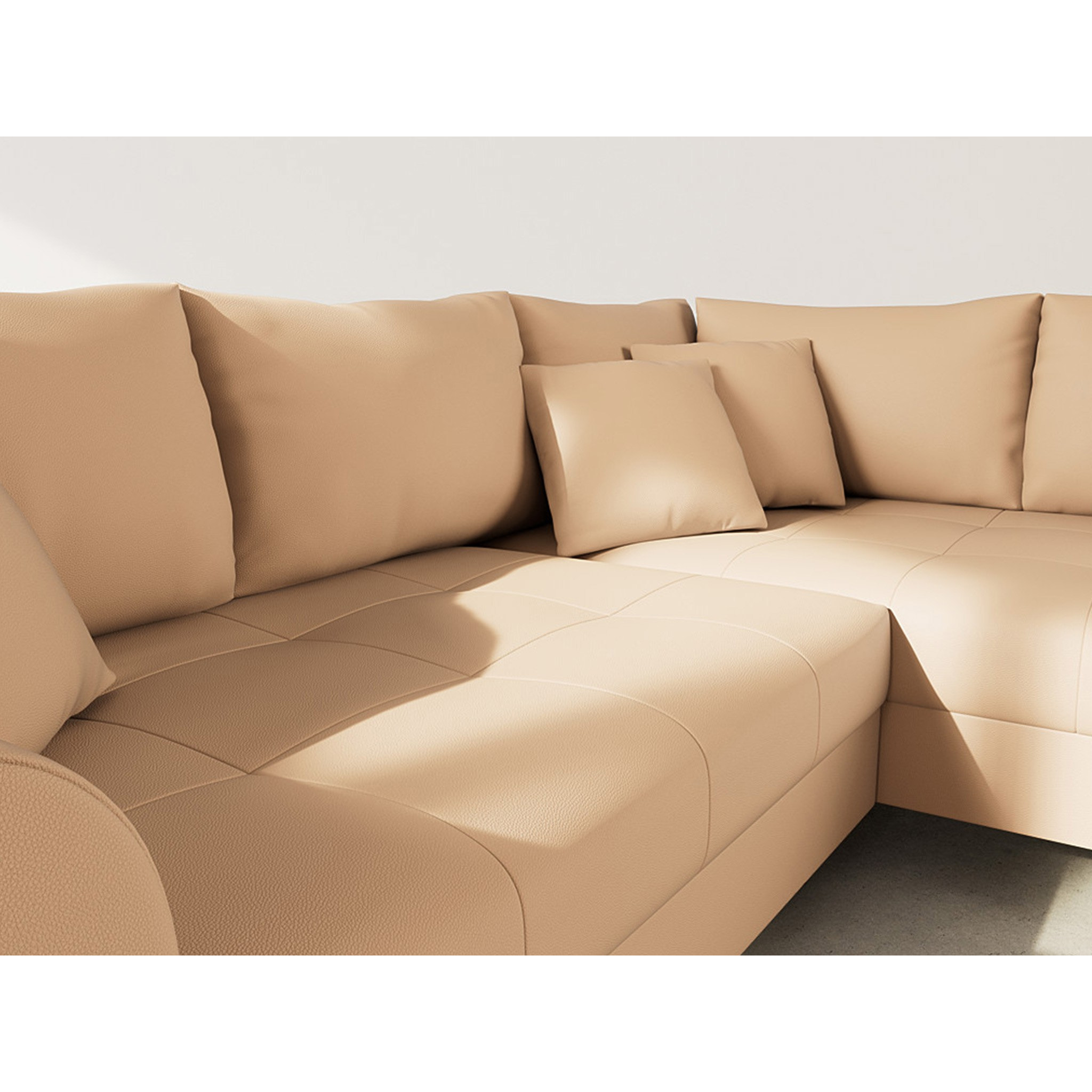 Rune - canapé d'angle droit 4 places en simili - Taupe