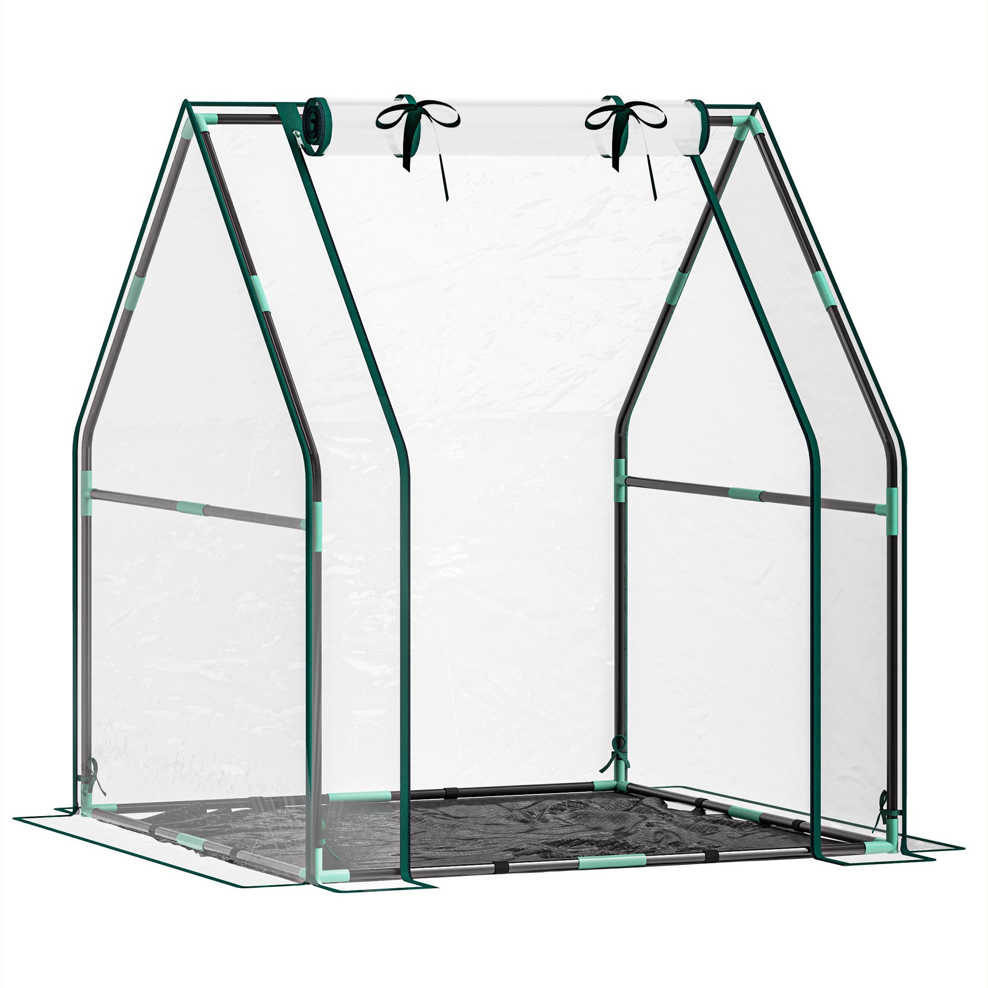 Invernadero Pequeño Invernadero de Exterior con Puerta con Cremallera Base de Tela PE Impermeable y Marco de Acero Invernadero para Cultivar Plantas Flores 90x90x105 cm Transparente