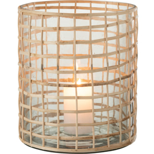 J-Line photophore Violet - verre/rotin - naturel