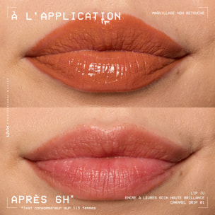 NYX Professional Makeup, Lip IV, Gloss, jusqu'à 12h d'hydratation, hautement pigmenté, fini brillant, Caramel Drip