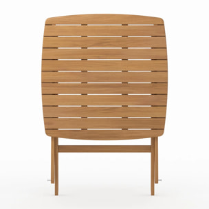 Table de jardin pliante carré en bois d'acacia huilé 2 personnes - Siquijor